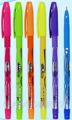 Ручка шариковая с чернилами на масляной основе: цветной яркий корпус /ассорти/