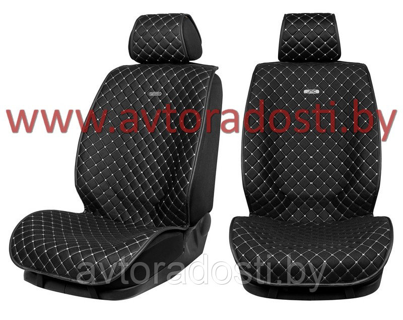 Чехлы (накидки) на сиденья MaxCar (черный жаккард, серая прострочка РОМБ) / передние