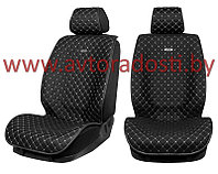 Чехлы (накидки) на сиденья MaxCar (черный жаккард, серая прострочка РОМБ) / передние