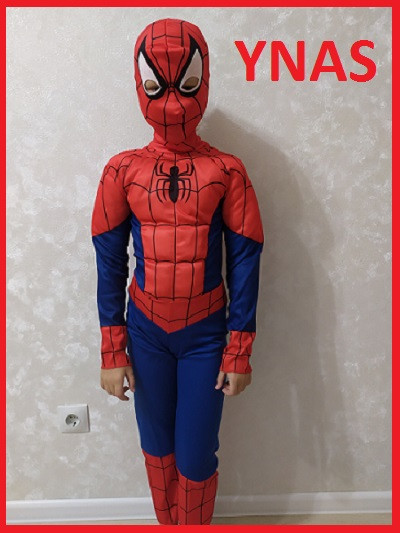 Детский костюм Человек Паук (с мышцами) карнавальный спайдермен, для мальчика с мускулами