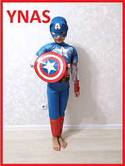 Детский костюм Капитан Америка (с мышцами) карнавальный (размеры 28-38), для мальчика