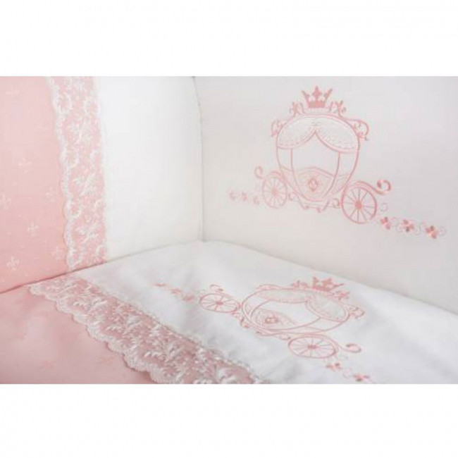 Комплект в кроватку Lappetti Карета 6 предметов (Бежевый, Розовый, Серый) - фото 1 - id-p137817798