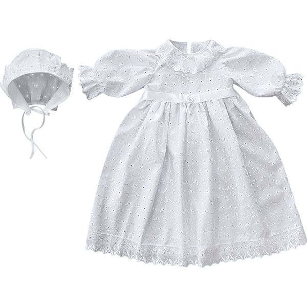 Крестильное платье и чепчик для девочки Little People (рост 62-68 см)