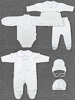 Комплект одежды для девочки Млечный путь Leo (кофточка, ползунки, шапочка, комбинезон, боди, беретка)