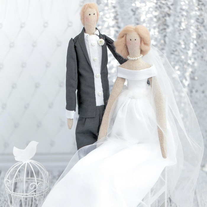 Свадебные куклы Mr&Mrs, набор для шитья, 18×22×3.6см - фото 2 - id-p71799900