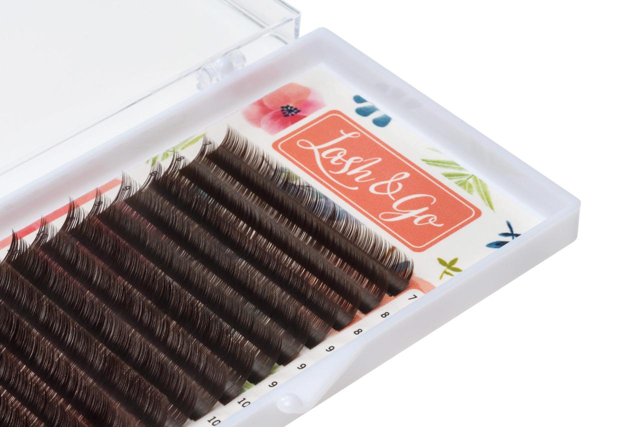 Коричневые ресницы Lash&Go (С/0,10/7-14 мм) "Эспрессо" микс