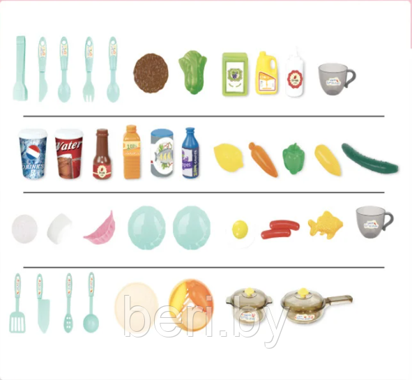 838B Кухня детская, интерактивная Bozhi Toys Fun Cooking, свет, звук, пар, течёт вода, 39 предметов - фото 3 - id-p137872795