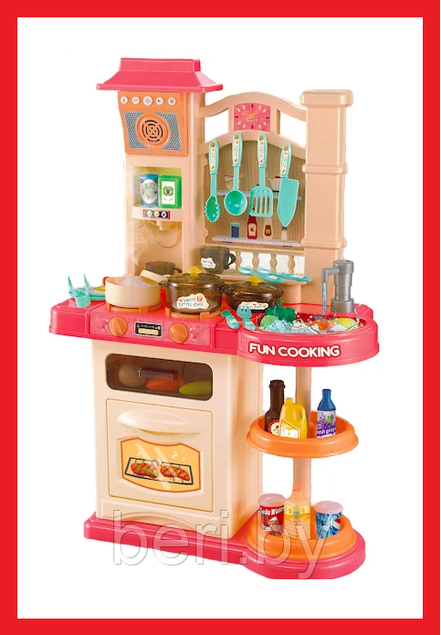 838B Кухня детская, интерактивная Bozhi Toys Fun Cooking, свет, звук, пар, течёт вода, 39 предметов - фото 1 - id-p137872795