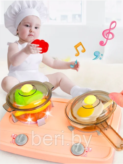 838B Кухня детская, интерактивная Bozhi Toys Fun Cooking, свет, звук, пар, течёт вода, 39 предметов - фото 6 - id-p137872795