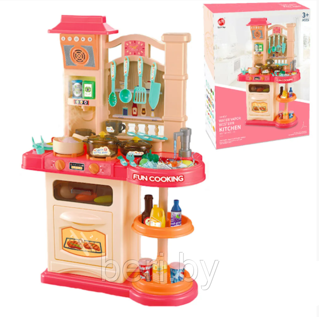 838B Кухня детская, интерактивная Bozhi Toys Fun Cooking, свет, звук, пар, течёт вода, 39 предметов - фото 2 - id-p137872795