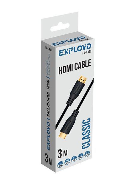 EX-K-993 Кабель HDMI-HDMI V1.4 3М круглый чёрный EXPLOYD - фото 1 - id-p137599597