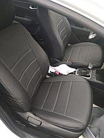 Чехлы для Nissan Almera G11 2012- SD (зад цельный) (цвет Черный \ Черный) (Petrov) Эко-кожа