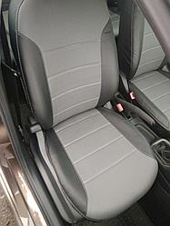 Чехлы для Peugeot 308 HB 5d (08-15)  60\40 без подлокот. (цвет Черно\Серый) (Petrov) Эко-кожа