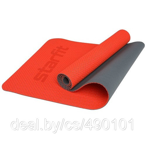 Гимнастический коврик для йоги, фитнеса Starfit FM-202 TPE red (173x61x0,5)