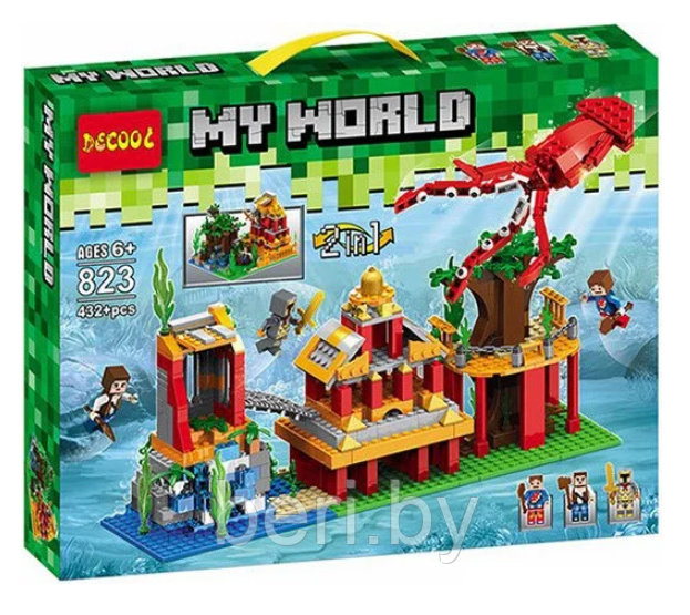 823 Конструктор Decool "Подводный мир", 2 в 1, 432 детали, Minecraft, Майнкрафт (аналог LEGO Minecraft)