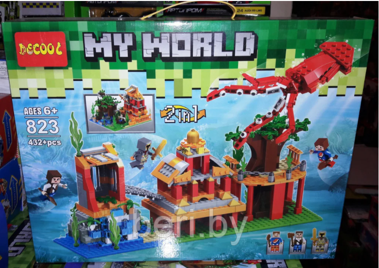 823 Конструктор Decool "Подводный мир", 2 в 1, 432 детали, Minecraft, Майнкрафт (аналог LEGO Minecraft) - фото 5 - id-p137914664