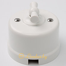 Ретро выключатель 2-кл поворотный пластик белый, 10А., фото 2