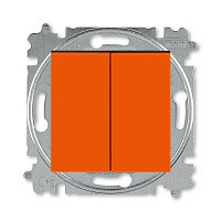 Выключатель двухклавишный ABB Levit оранжевый / дымчатый чёрный