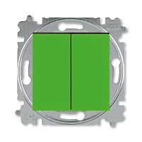 Выключатель двухклавишный ABB Levit зелёный / дымчатый чёрный