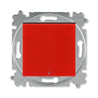 Выключатель одноклавишный с подсветкой ABB Levit красный / дымчатый чёрный - фото 1 - id-p137922808