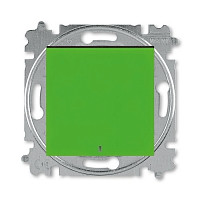 Выключатель одноклавишный с подсветкой ABB Levit зелёный / дымчатый чёрный - фото 1 - id-p137922810