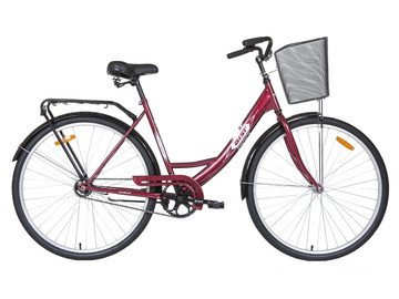 Женский велосипед для города и туризма Aist 28-245 С КОРЗИНОЙ вишневый