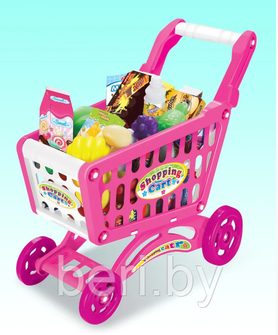 922-09 Игровой набор "Тележка с продуктами", 56 предмет, Shopping Cart, розовая - фото 3 - id-p137931279