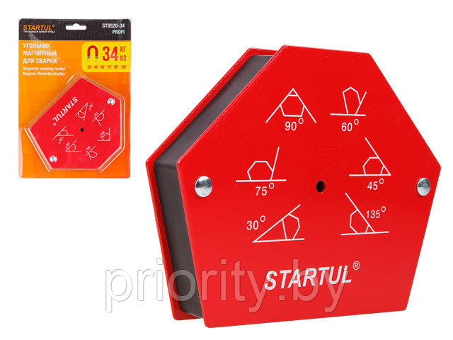 Угольник магнитный для сварки 34кг STARTUL PROFI (ST8520-34) (струбцина магнитная)