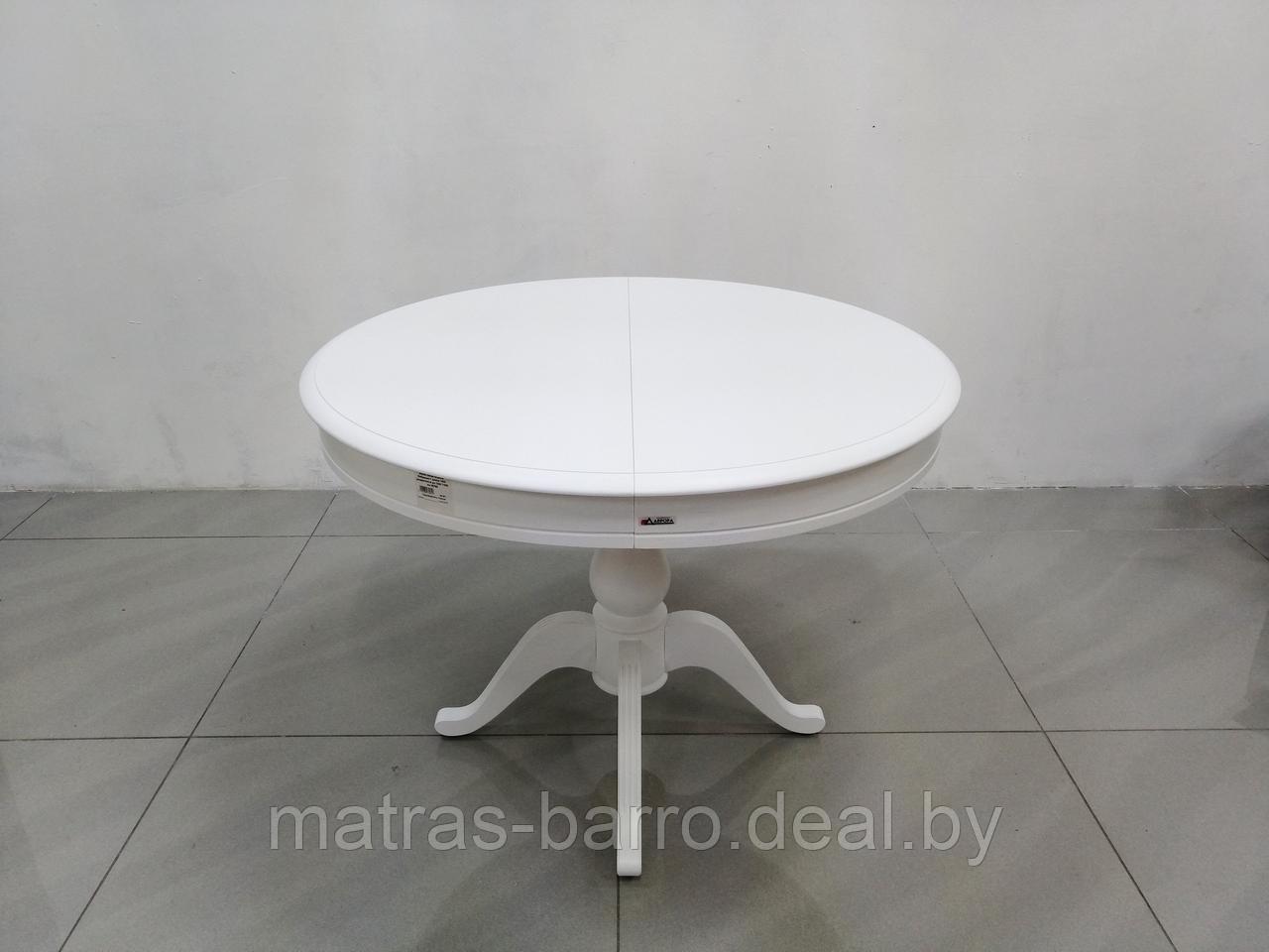 Стол обеденный круглый раскладной Фабрицио из массива диаметр 90 см (тон 9, белая эмаль) - фото 3 - id-p137937340