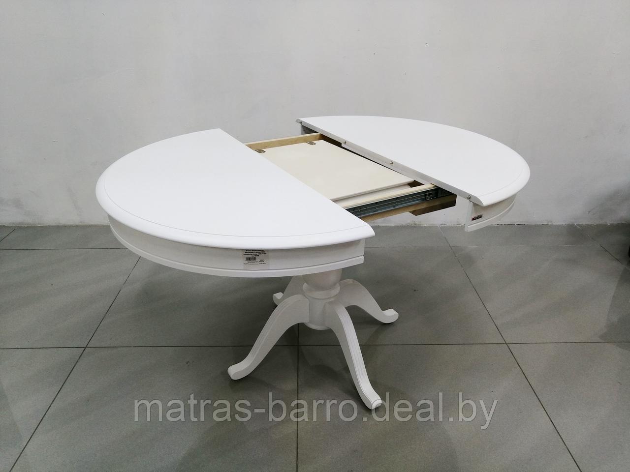Стол обеденный круглый раскладной Фабрицио из массива диаметр 90 см (тон 9, белая эмаль) - фото 4 - id-p137937340