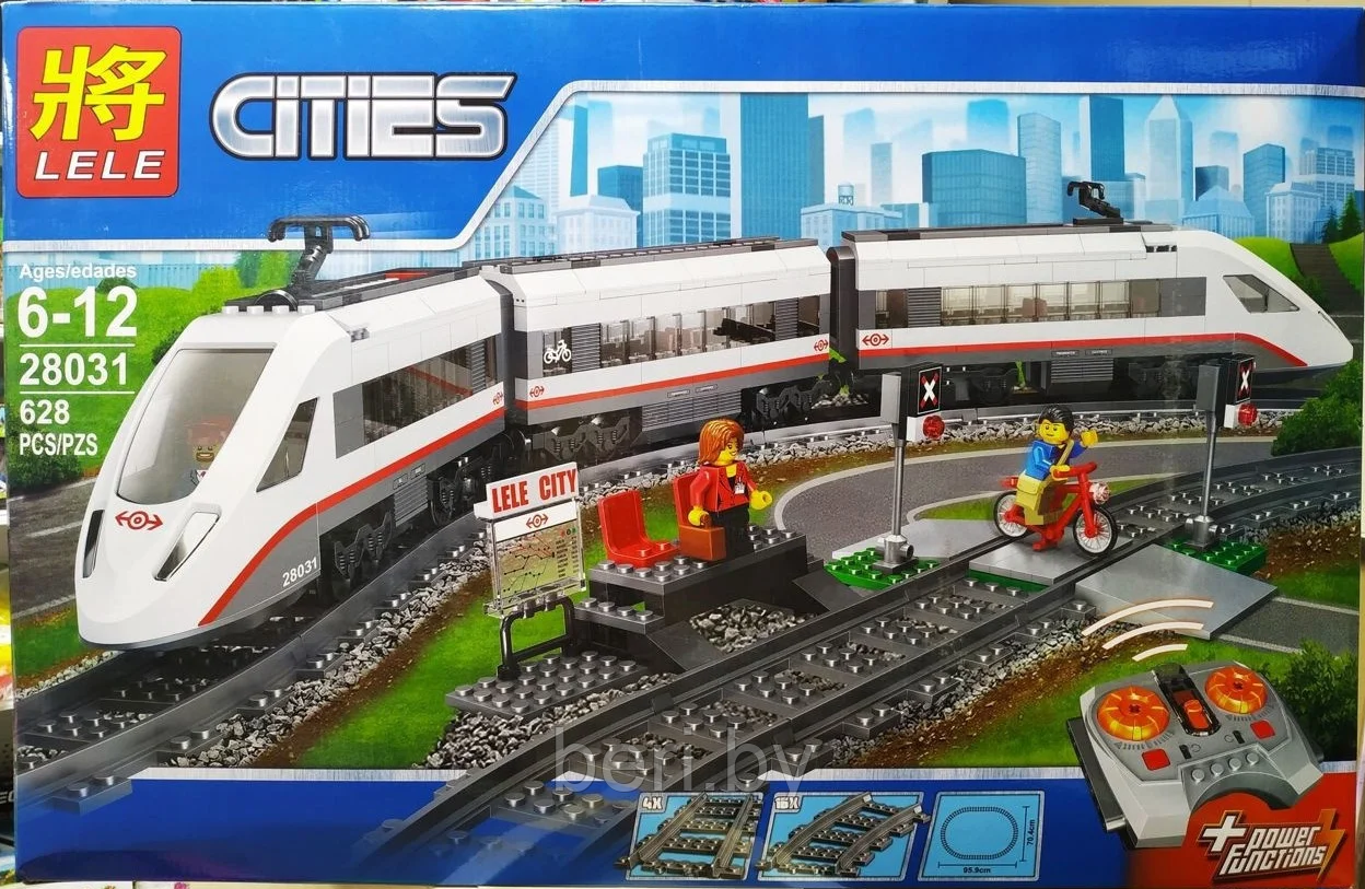 28031 Конструктор Lele Cities ''Pадиоуправляемый cкоростной пассажирский поезд'', 628 деталей, аналог LEGO