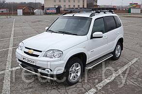 Защита переднего бампера двойная 63/51 мм (НПС) Chevrolet NIVA с 2009-2020/ LADA NIVA 2020-