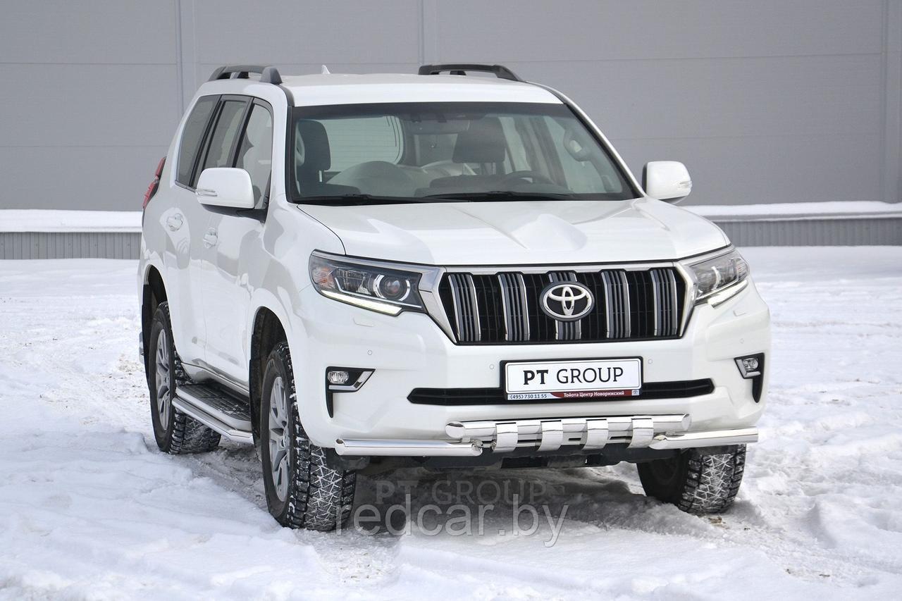 Защита переднего бампера двойная с зубьями 63/63мм (НПС) Toyota LAND CRUISER PRADO 150 с 2017 - фото 4 - id-p137949795