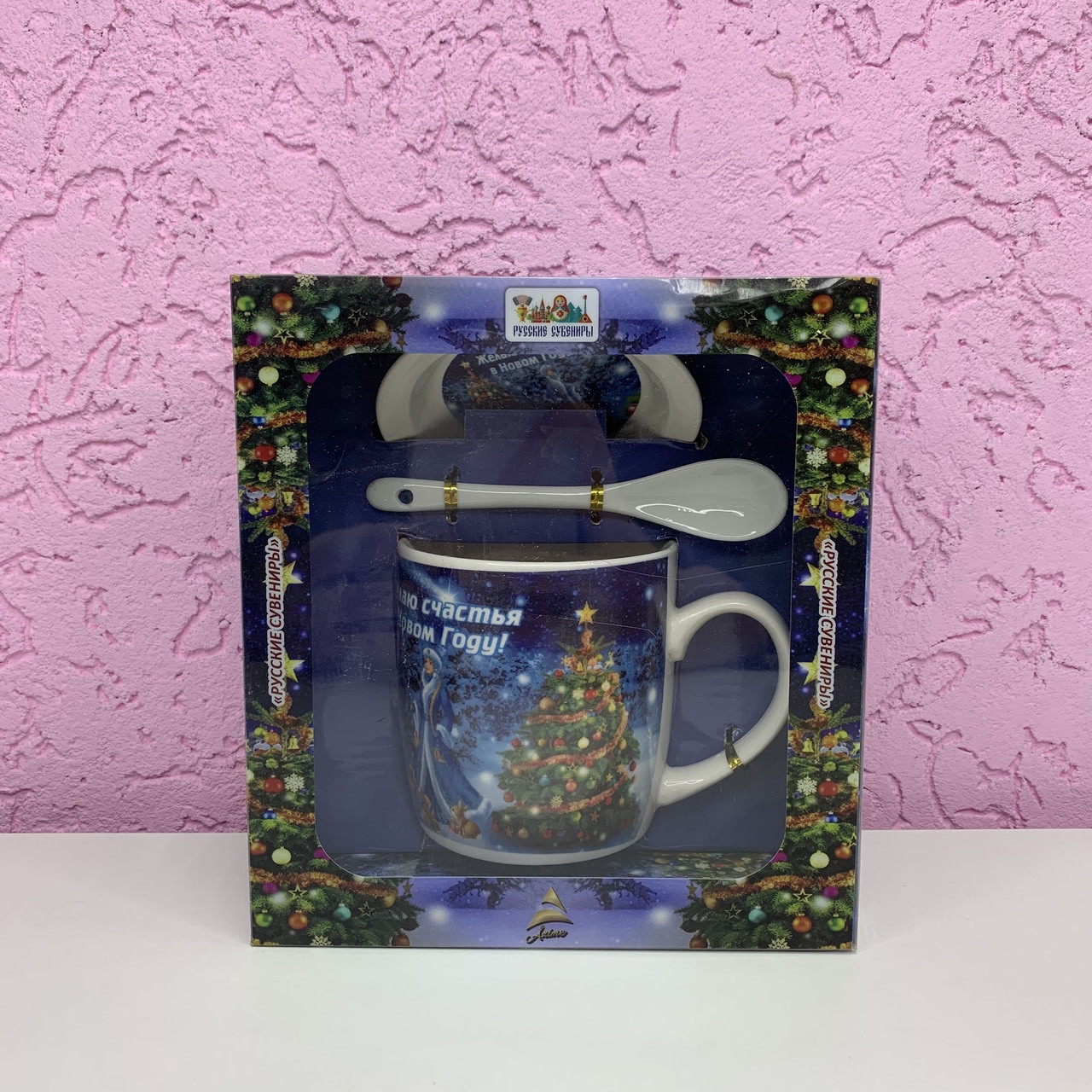 Новогодний набор керамические чашка+ ложечка+ блюдце - фото 4 - id-p137963018