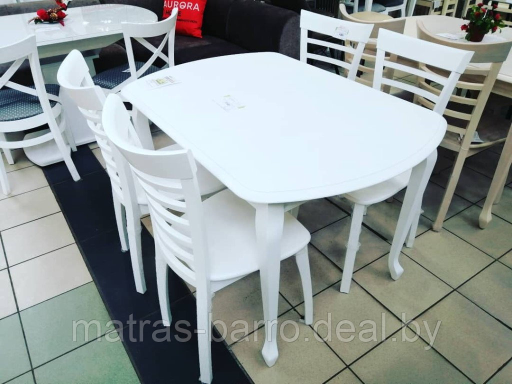 Обеденный раздвижной стол Прага 110х70 см из массива березы (тон 9, белая эмаль)