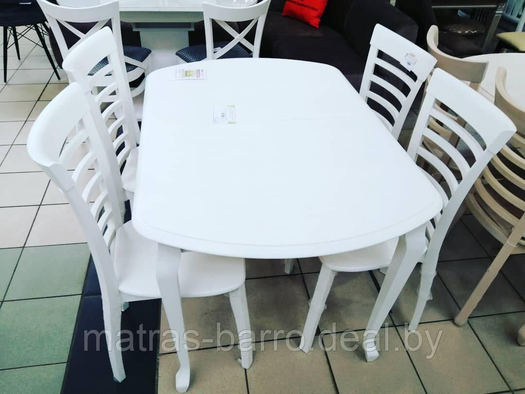 Обеденный раздвижной стол Прага 110х70 см из массива березы (тон 9, белая эмаль) - фото 2 - id-p137979627