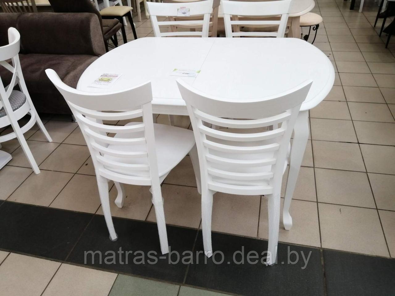 Обеденный раздвижной стол Прага 110х70 см из массива березы (тон 9, белая эмаль) - фото 3 - id-p137979627