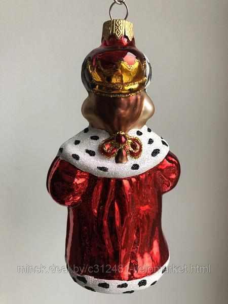 Стеклянная ёлочная игрушка "БЫК КОРОЛЬ" в красном 13 см - фото 3 - id-p137984945