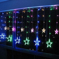 Гирлянда шторы подвесные светодиодные звезды 3 метра голубая, жёлтая, разноцветная, фото 2