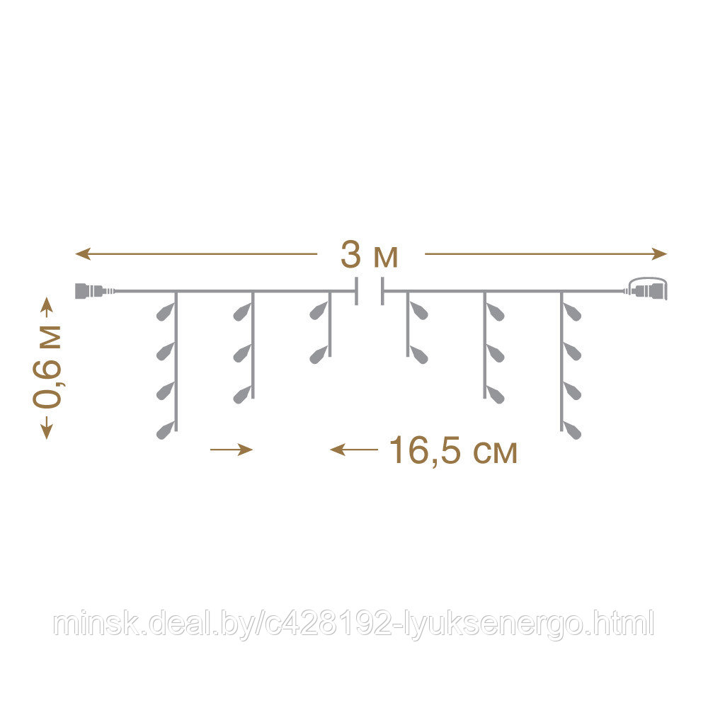 Гирлянда для улицы белая Бахрома 72 холодных белых LED ламп, 18 нитей прозрач.,3*0,6м,IP44, 24V,VEGAS - фото 5 - id-p137989081