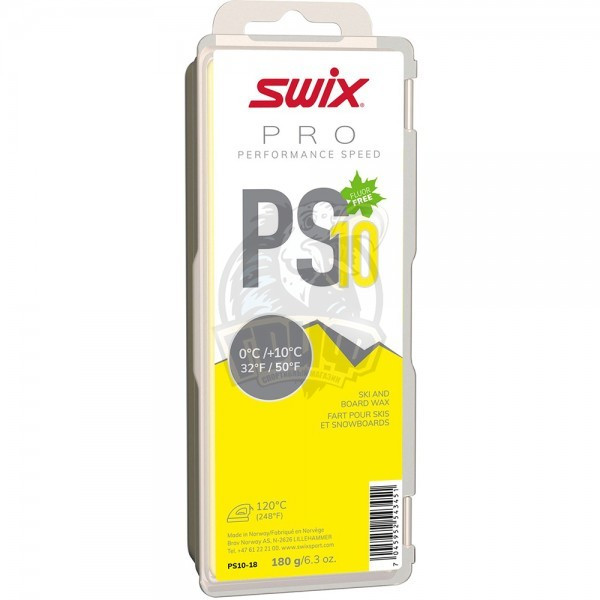 Парафин безфтористый Swix PS10 Yellow 0C/+10С, 180 гр (арт. PS10-18)