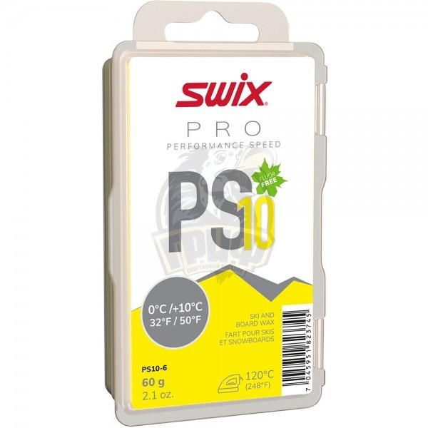 Парафин безфтористый Swix PS10 Yellow 0C/+10С, 60 гр (арт. PS10-6)