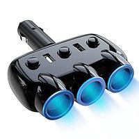 Автомобильное зарядное устройство / разветвитель прикуривателя USLION на 3 слота + 2 USB с контролем