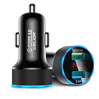 Автомобильное зарядное устройство USLION, 3.0A, 2 USB, черный 555022