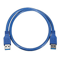 Кабель USB3.0, папа-папа, экранированный, 1 метр, синий 555077