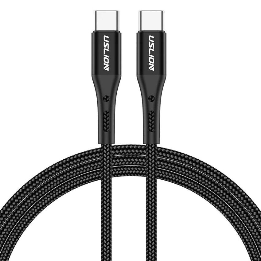 Зарядный USB дата кабель USLION Type-C – USB Type-C PD60W для быстрой зарядки, 1м, черный 555104, фото 1