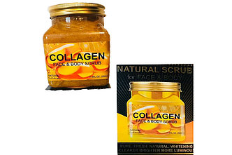 Натуральный скраб для тела и лица из коллекции Wokali, 500 ml  Collagen face and body scrub с коллагеном
