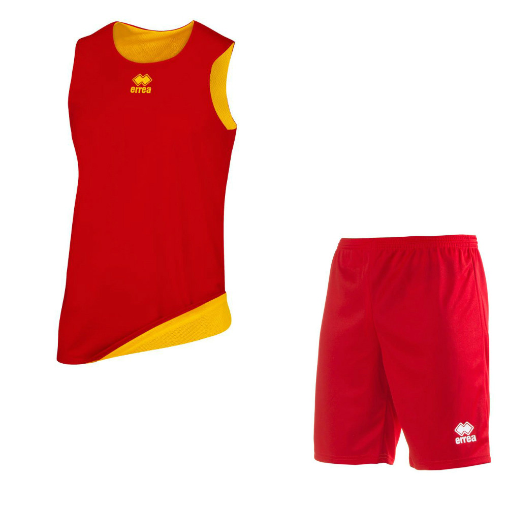 Комплект баскетбольной формы, двусторонний ERREA CHICAGO + MAXI SKIN Красный-желтый