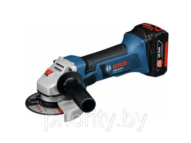 Аккум. углошлифмашина BOSCH GWS 18 V-LI в кор. (18.0 В, 1 акк., 4.0 А/ч, Li-Ion, диск 125х22.0 мм)