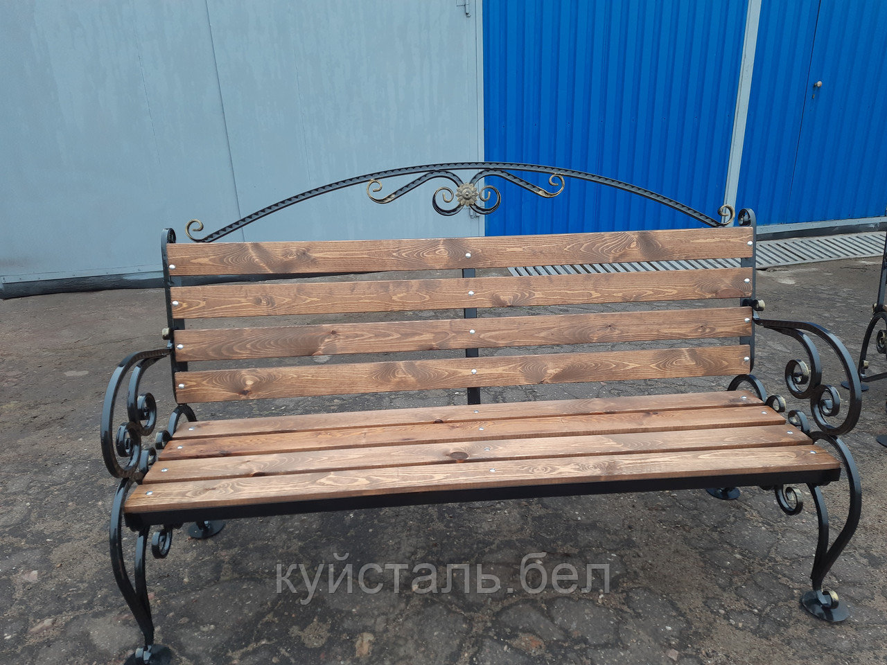 Кованая скамейка со спинкой для сада. Скамейка из профильной трубы - фото 3 - id-p138144463